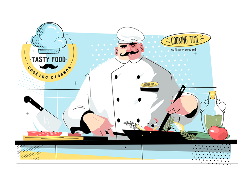 Cooking time and culinary project kit8 flat vector illustration charac.png