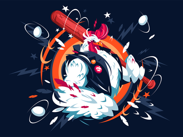 Cool rooster kit8 flat vector illustration character bird vest crest r.png