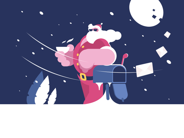 Cool Santa character mail box letter christmas new year santa illustra.png