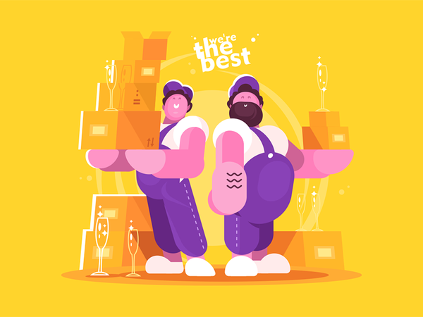 Couple loaders with cardboard boxes character man box cardboard team m.png