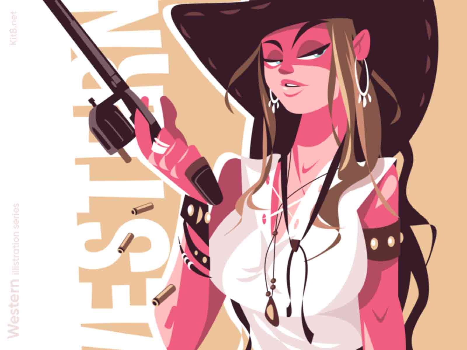 Cowboy girl warrior killer smoke gun wester wild western cowboy hat co.jpg