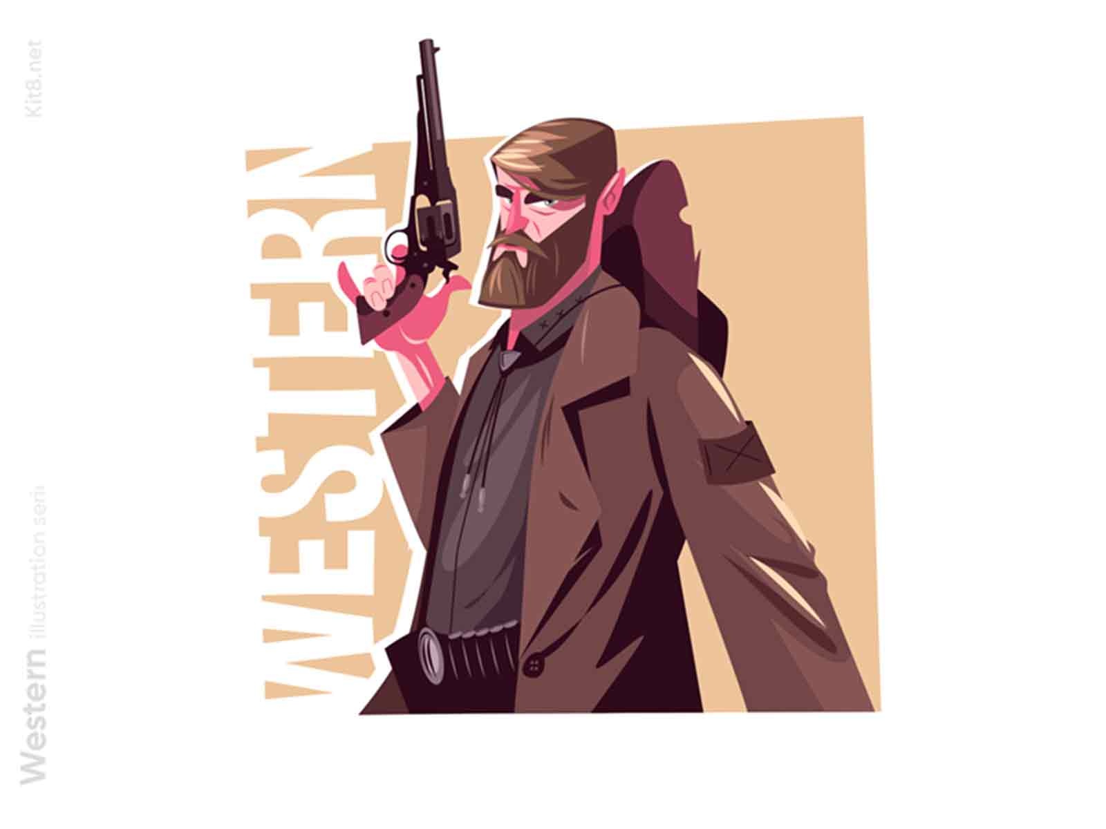 Cowboy man with gun illustration bandit sheriff western wild west pist.jpg