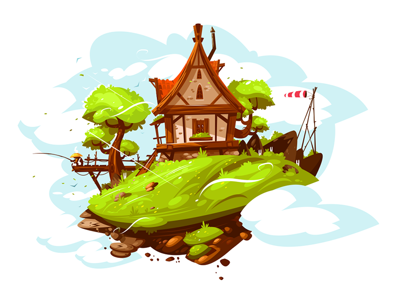 Cozy house in village kit8 flat vector illustration cottage village ho.png