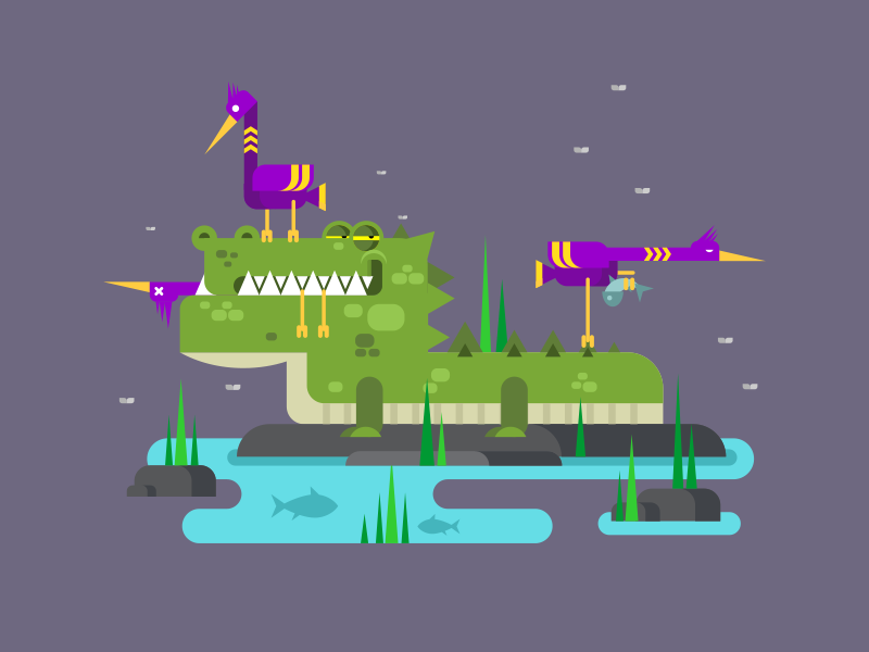Crocodile bird character crocodile illustration vector flat kit8.png