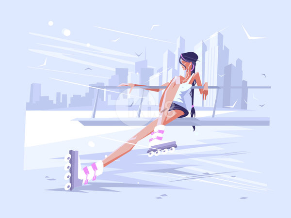 Cute girl roller beautiful female activity lifestyle sport roller fun.png