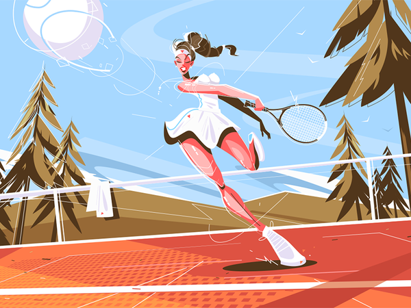 Cute girl with racquet kit8 flat vector illustration character player.png