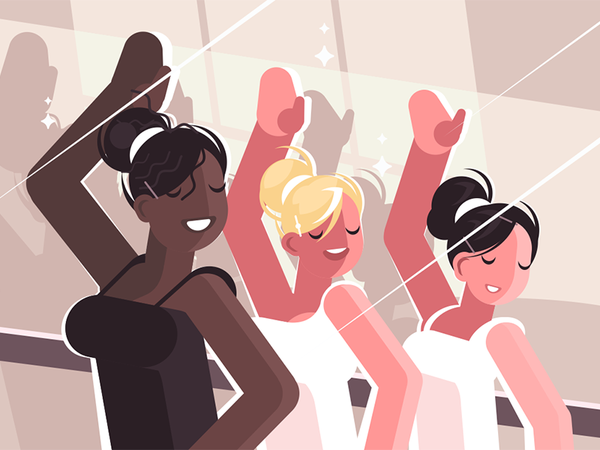 Dance class character ballerina learning class girl dance illustration.png