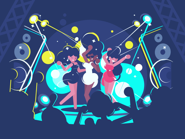 Dans club illustration vector flat kit8 character glowing dancing disc.png