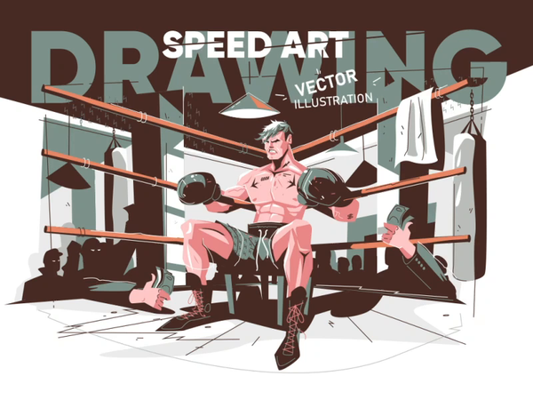 Drawing Boxer character - Speed Art vector illustration man sport ring.png