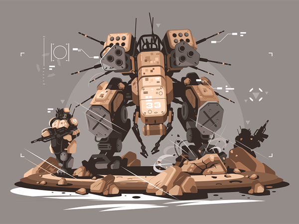 Drone escort infantry kit8 flat vector illustration character robot so.png