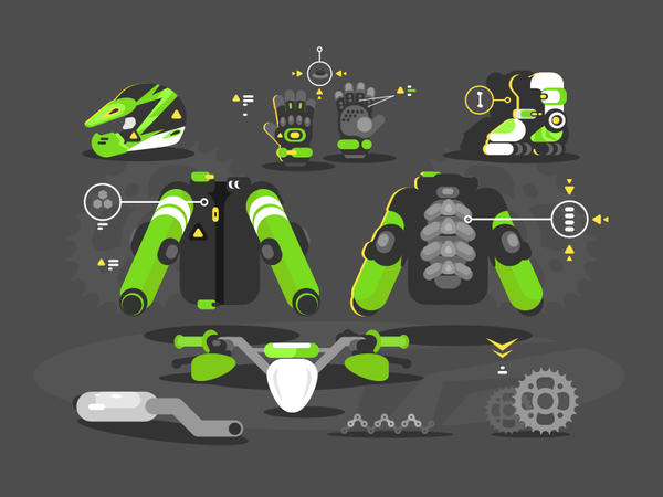 Enduro Equipment illustration vector flat kit8 boots clothes protectio.png