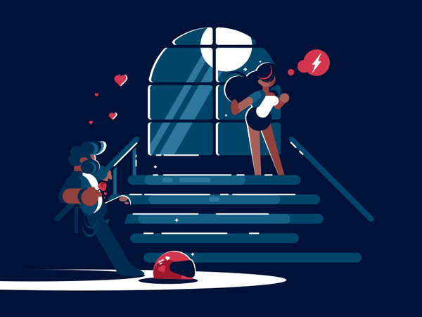Evening romance couple heart angry romance love character illustration.png
