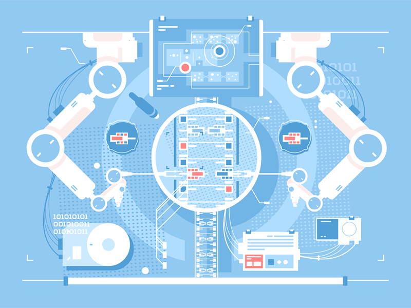 Exact edits kit8 flat vector illustration technologies infographic edi.png