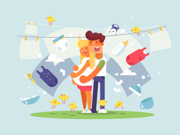 Expecting a baby baby young couple pregnancy expecting illustration ve.png