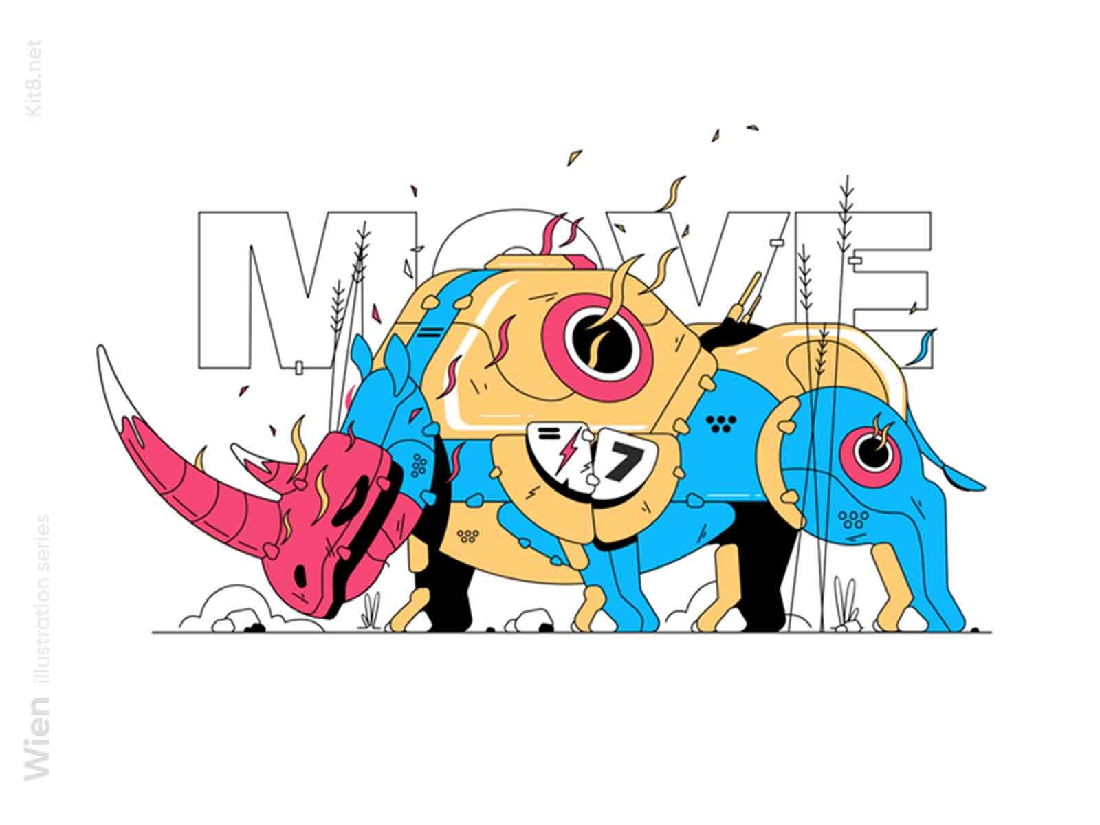 Fantastic rhino illustration sport agressive animal rhino robot charac.jpg