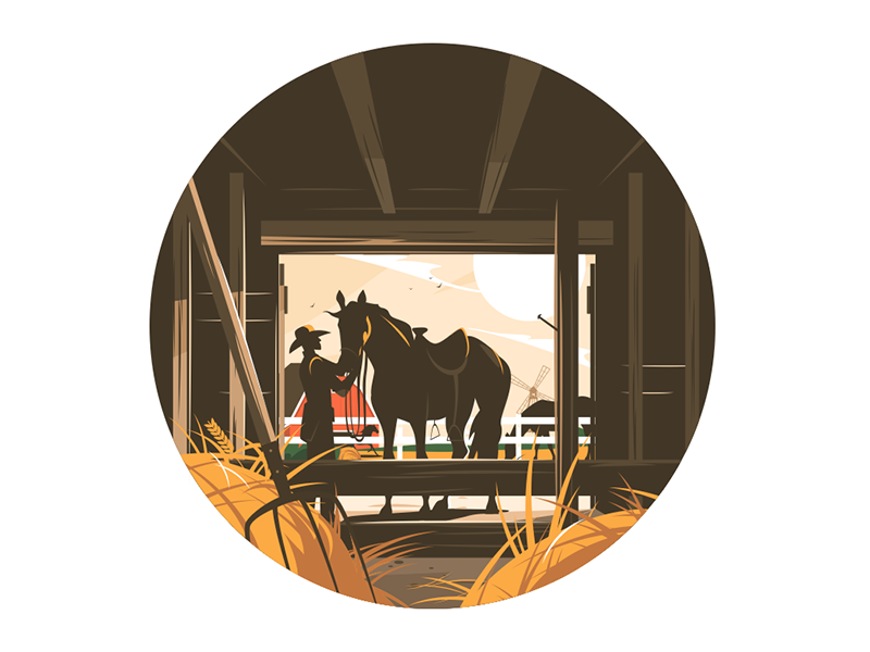 Farm stable with horse kit8 flat vector illustration character horsema.png