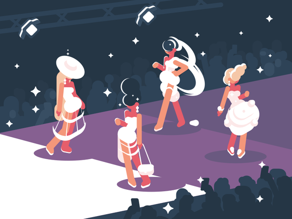 Fashion Show character podium dress woman design model fashion show il.png