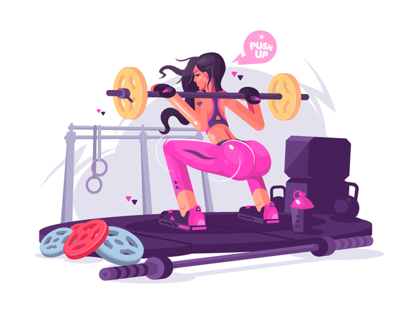 Fitness girl young fitness sport gym girl fit illustration vector flat.png