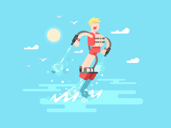 Flyboard character recreation summer sea water flyboard man vocation i.png