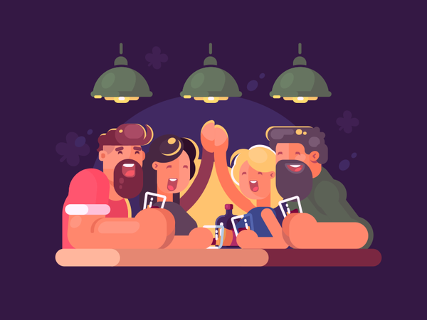 Friends at the bar enjoyment together smiling happy people drink bar f.png