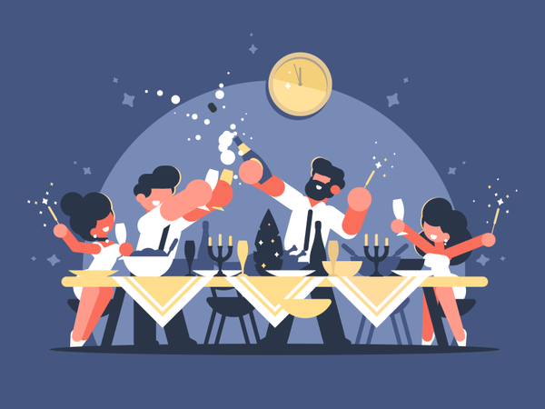 Friends celebrate night new year holiday celebrate friends character i.png