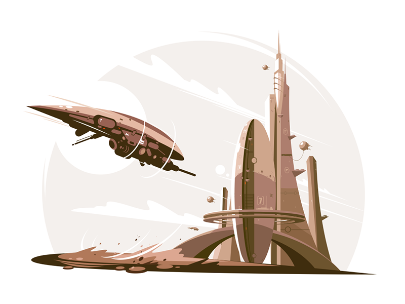 Future architecture kit8 flat vector illustration skyscraper air space.png