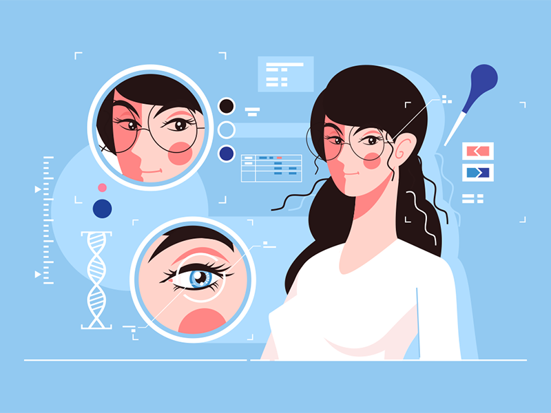 Genetic engineering of charming eyes kit8 flat vector illustration gir.png