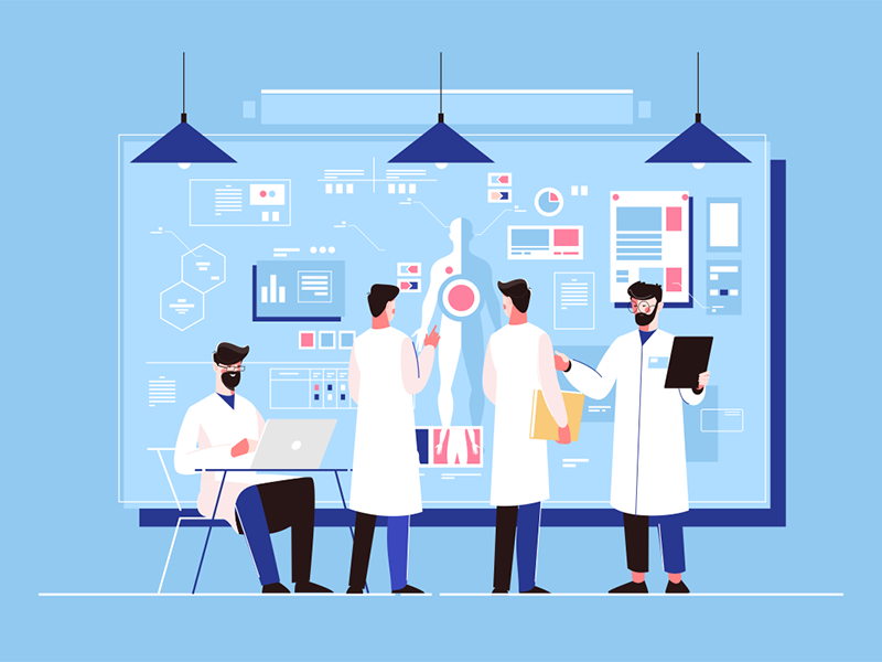 Genetics researchers kit8 flat vector illustration character laborator.png