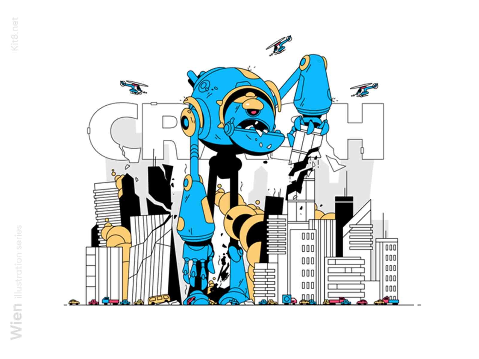 Giant destroyer robot illustration attack helicopter bad alian city de.jpg