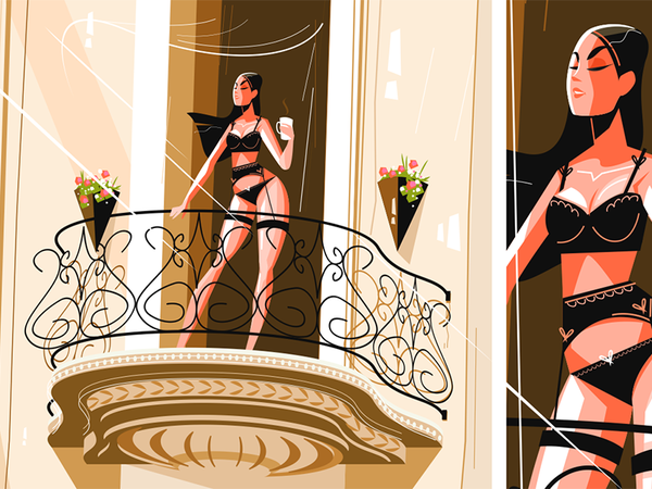 Girl drinking morning coffee kit8 flat vector illustration character l.png