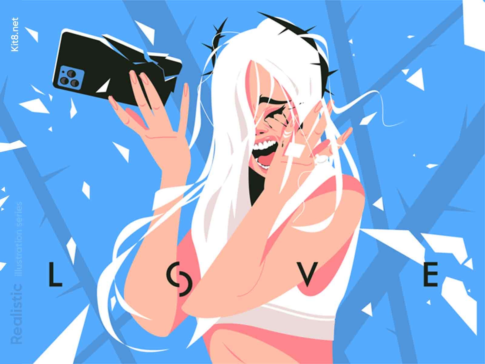 Girl in hysterics illustration hysterics anxiety angry crying cry phon.jpg