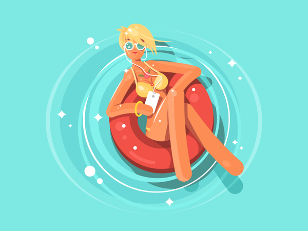 Girl in the pool mattress nflatable beautiful sexy vocation pool woman.png