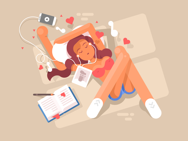 Girl listening to music headphones player love beach character music l.png