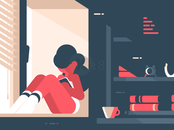 Girl reading book sexy window room book read girl illustration vector.png
