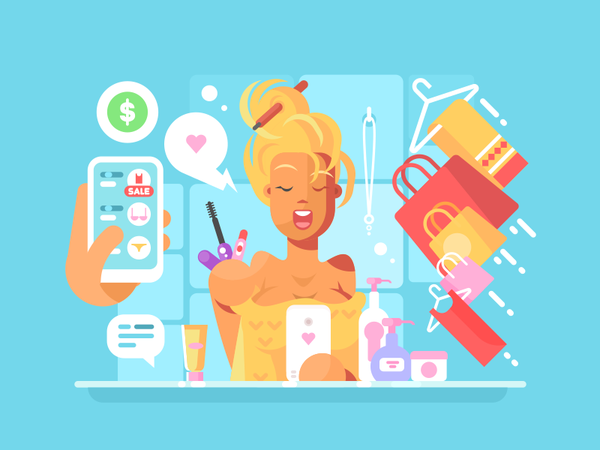 Girl shopping internet online blonde girl shopping character illustrat.png