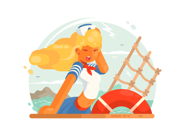 Girl Sailor water uniform smile girl sailor beautiful illustration vec.png