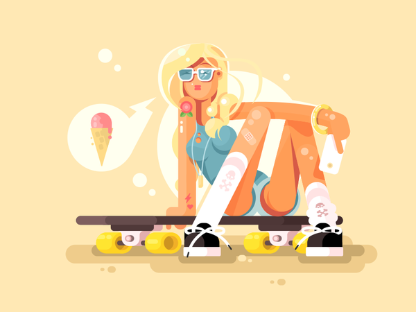 Girl skateboarding pretty beautiful recreation character skateboard gi.png