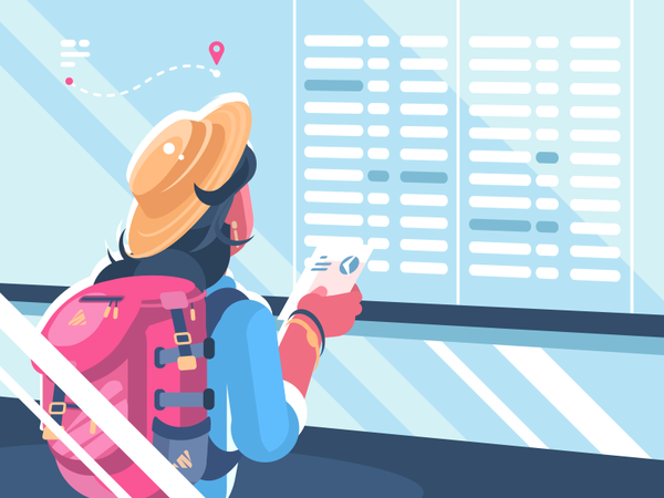 Girl watch schedule of flights character bag woman travel schedule gir.png