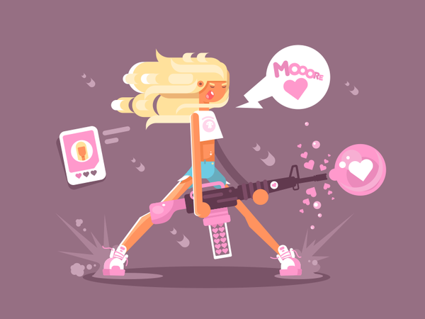 Girl with love gun  cartridges shoot social character like gun love gi.png