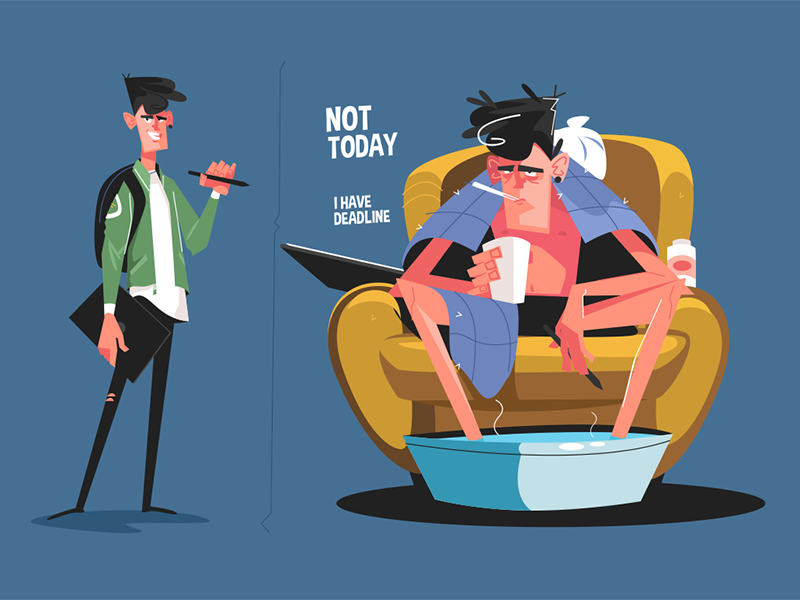 Graphic designer catch cold kit8 flat vector illustration character gu.png