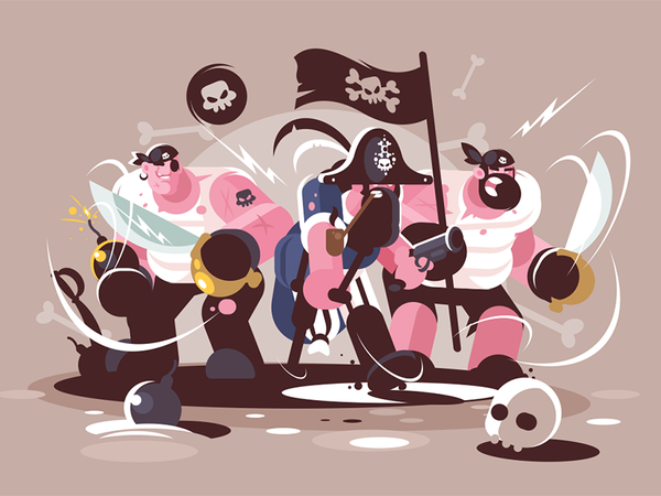 Group of mad pirates character buccaneer weapon sword bomb pirate mad.png