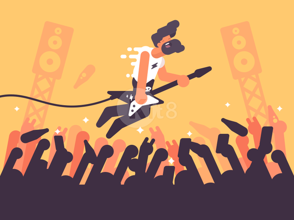Guitarist play character man guitarist stage rock illustration vector.png