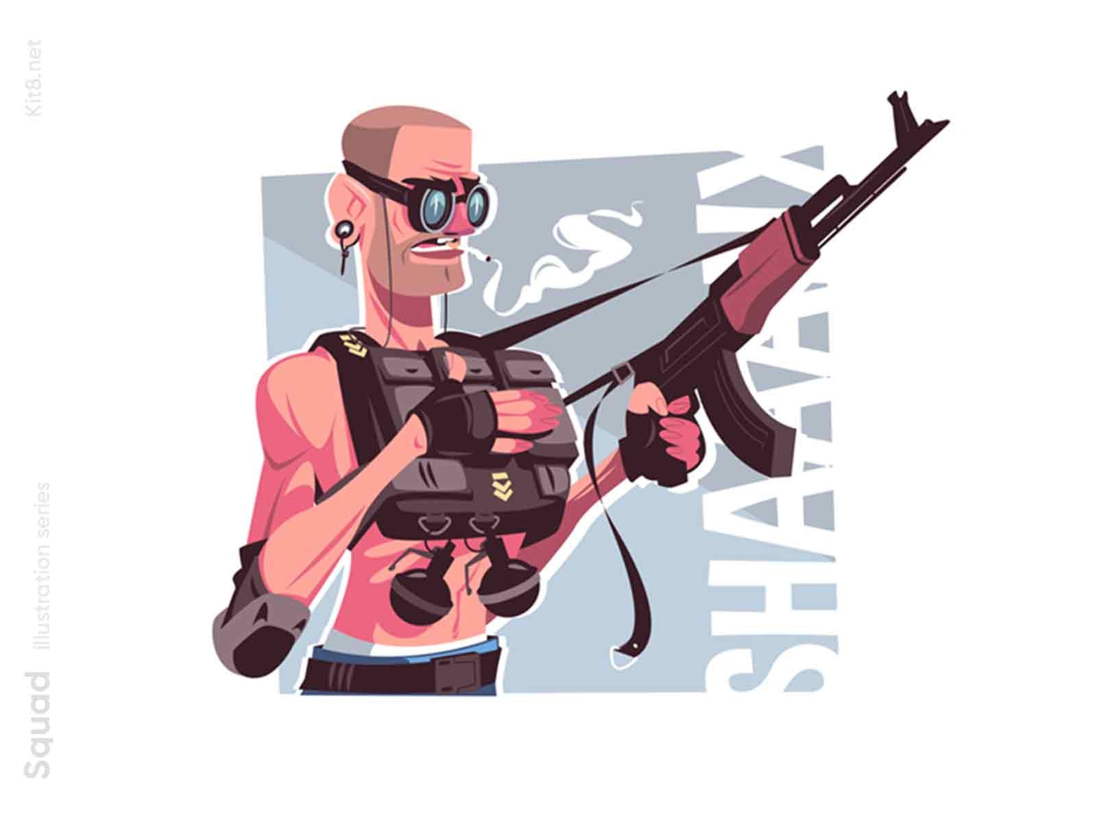 Guy thug with weapon illustration kalashnikov man character flat vecto.jpg