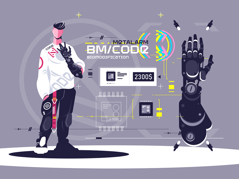 High technological biomodification kit8 flat vector illustration chara.png