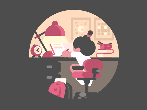 Homework character table room indoors homework school girl illustratio.png