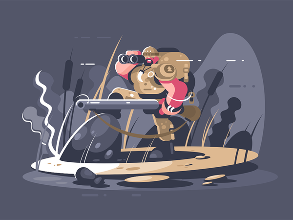 Hunter character weapon binocular observation gun hunter illustration.png