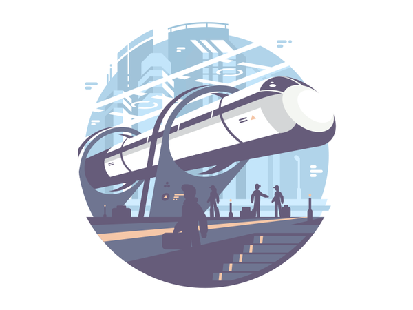 Hyperlup future transport station fast train illustration vector flat.png