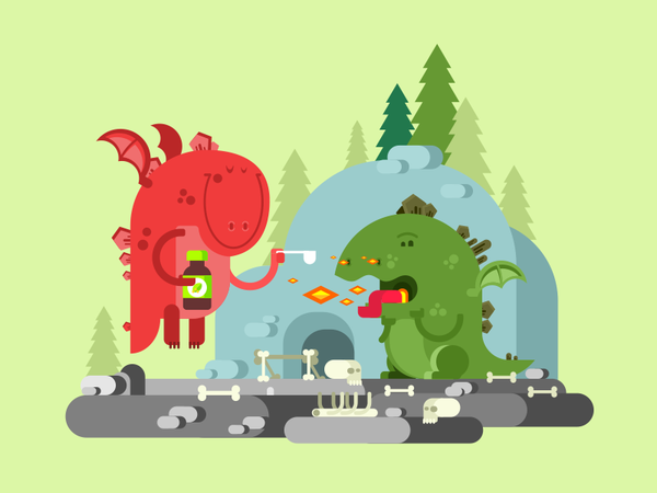 Ill dragon care health ill character dragon illustration vector flat k.png