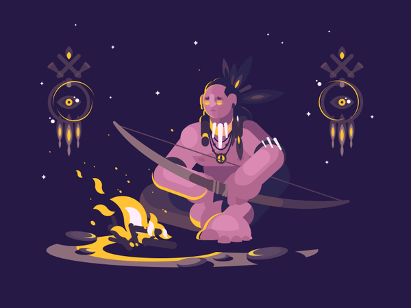Indian ethnic archer dreamcatcher man character feather indian america.png