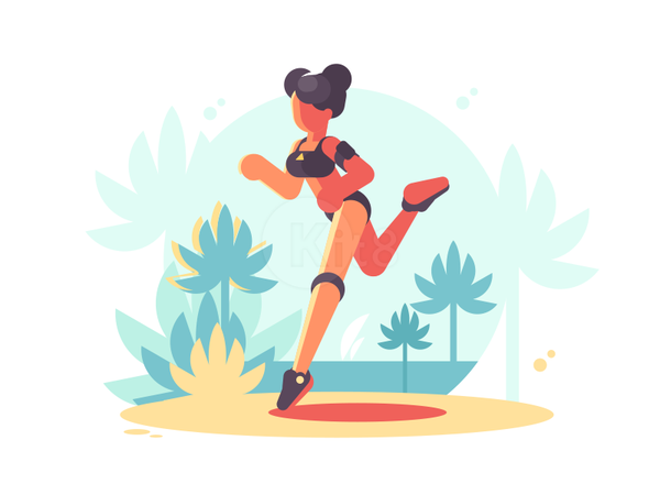 Jogging palm jogging run sport woman girl character illustration vecto.png